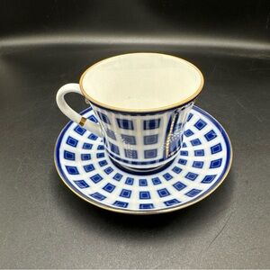 Vintage Lomonosov Imperial Porcelain Factory Cup and Saucer 1744 St Petersburg